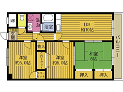 グランドヒル皆春 3LDKの間取図画像