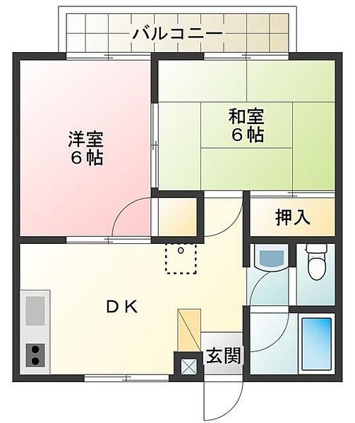 モンレーヴ21 ｜東京都調布市多摩川4丁目(賃貸マンション2DK・2階・40.49㎡)の写真 その2