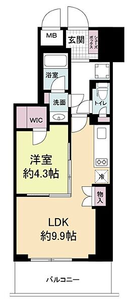 大阪府大阪市中央区和泉町1丁目(賃貸マンション1LDK・11階・39.57㎡)の写真 その2