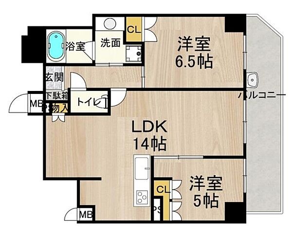 大阪府大阪市中央区日本橋2丁目(賃貸マンション2LDK・5階・63.41㎡)の写真 その2