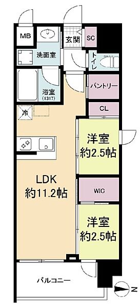 セレニテフラン梅田 ｜大阪府大阪市北区西天満6丁目(賃貸マンション2LDK・8階・41.71㎡)の写真 その2