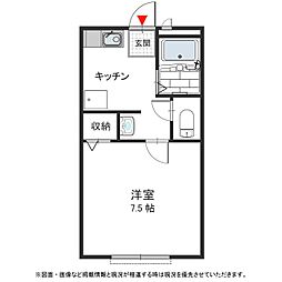 ラ・メール栄 201号室 2階1Kの間取り
