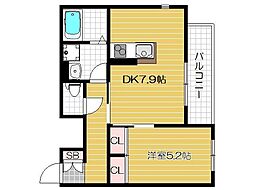 リッシュテーレ 1DKの間取図画像