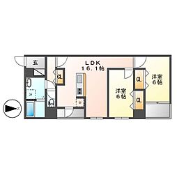 三の丸殿 2LDKの間取図画像