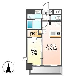 プレサンス栄ブリオ 7階1LDKの間取り