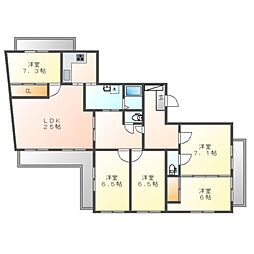 ウィン大須（ＷＩＮ大須）　旧シティハイツ渡辺 2階5LDKの間取り
