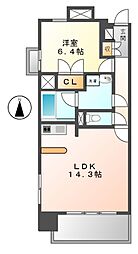 レジディア久屋大通II（旧マーレ（Ｍare） 6階1LDKの間取り