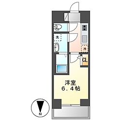エスリード鶴舞グランパークス 2階1Kの間取り