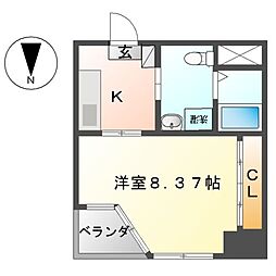 グランデューク代官町（ＧＲＡＮＤＵＫＥ代官町） 5階1Kの間取り