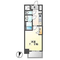 プレサンス丸の内アデル 11階1Kの間取り