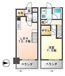 シエルブルー栄 11階1LDKの間取り