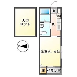 ヴィラ志賀本通（Ｖｉｌｌａ志賀本通） 2階1Kの間取り