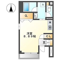 シャルム花池 2階ワンルームの間取り