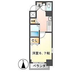 ライジングコート名古屋駅南 8階1Kの間取り