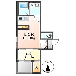 ｆｉｋａ黒川 3階1LDKの間取り