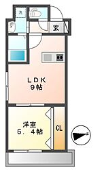 RAFFLE　CHIHAYA（ラッフルチハヤ) 3階1LDKの間取り