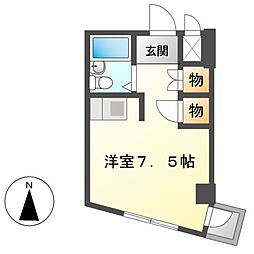 フィールドヒルズ 2階ワンルームの間取り