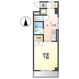 カーサ　グラツィア（ＣＡＳＡ　ＧＲＡＺＩＡ） 3階1Kの間取り