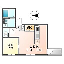 名古屋市営桜通線 太閤通駅 徒歩7分の賃貸マンション 3階1LDKの間取り