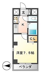 アヴァンセドミール 1Kの間取図画像