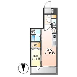 エステムコート名古屋上前津 2階1DKの間取り