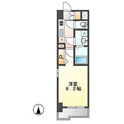 axis sakura 5階1Kの間取り
