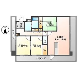 ウィルドゥ黒川（ｗｉｌｌＤｏ）黒川 5階3LDKの間取り