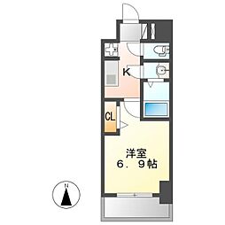 メイクスアート太閤通 1Kの間取図画像