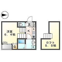 ハーモニーテラス水切町 1階1Kの間取り