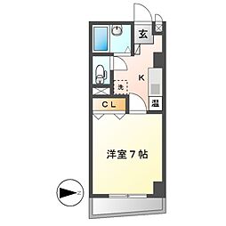 アジュールトリイ（ＡＺUR　TORＩＩ） 3階1Kの間取り