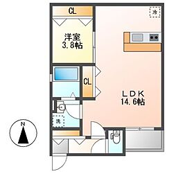 レジョイエ新瑞橋駅　（LeGioie新瑞橋駅） 1階1LDKの間取り