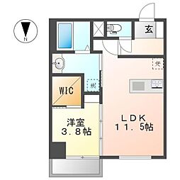 シュガーローフパーク浄心 4階1LDKの間取り
