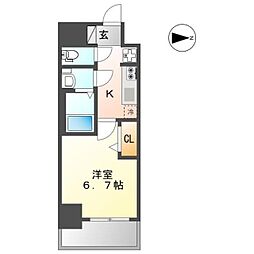 名古屋市営桜通線 太閤通駅 徒歩7分の賃貸マンション 5階1Kの間取り