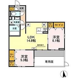 メゾンセリーブ 3階2LDKの間取り