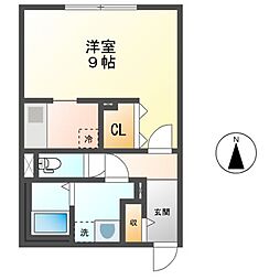 GVIVRE東別院 2階ワンルームの間取り