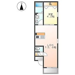 ビーシー大金（ＢＣ大金） 1階1LDKの間取り