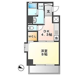 プロビデンス栄南 9階1Kの間取り