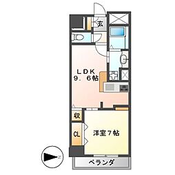 カスタリア新栄II 4階1LDKの間取り