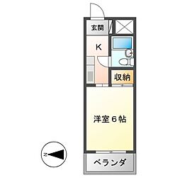 ラ・クール泉 4階1Kの間取り