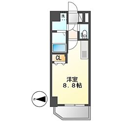 シェモア大須(旧名称:レジデンシア大須) 4階ワンルームの間取り