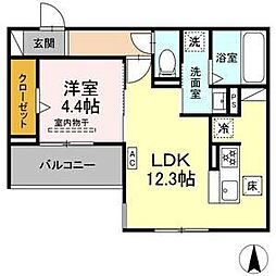 Flegley(フレグレー) 3階1LDKの間取り