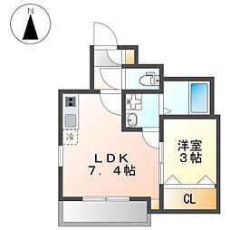 Cherim 本陣十王町 South（シェリム） 3階1DKの間取り