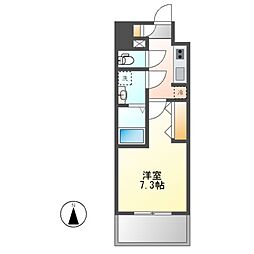 S-RESIDENCE亀島駅前ascent 1Kの間取図画像