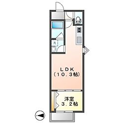 LECOCON上飯田 1LDKの間取図画像