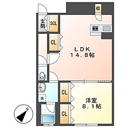 名古屋市熱田区六番2丁目マンション 1LDKの間取図画像