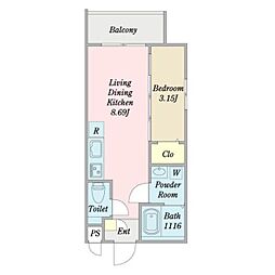 MOVE中村公園KRONE 1LDKの間取図画像