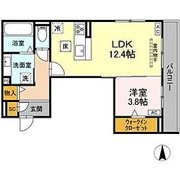 江向Park 1LDKの間取図画像