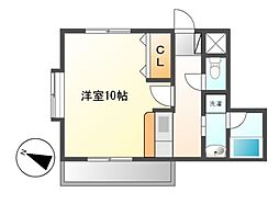 クオン千原 1Kの間取図画像