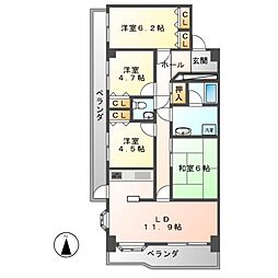 エクセレンス志賀本通 4LDKの間取図画像