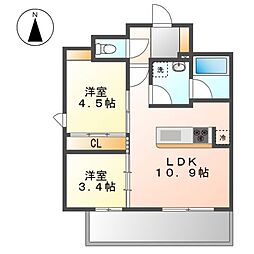 名古屋市千種区今池1丁目マンション 2LDKの間取図画像